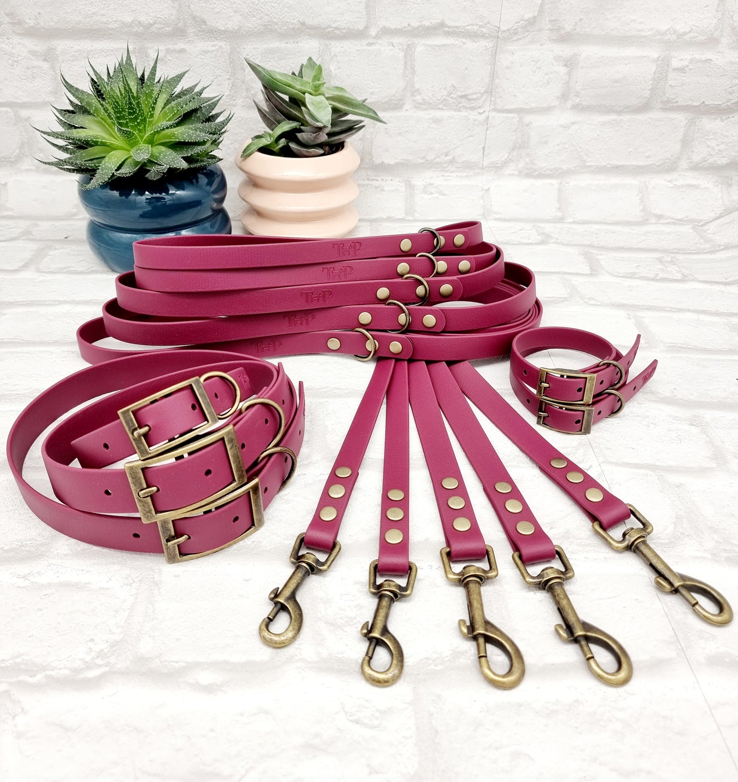 BURGUNDY - Waterproof BioThane© Dog Collar/Lead/Set/Bundle