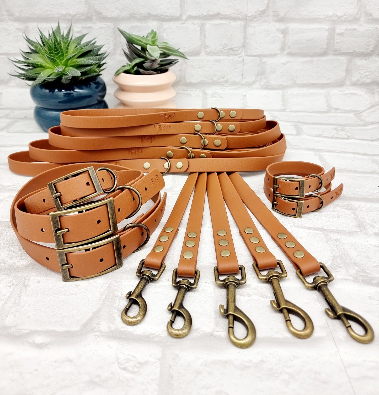 LIGHT BROWN - Waterproof BioThane© Dog Collar/Lead/Set/Bundle