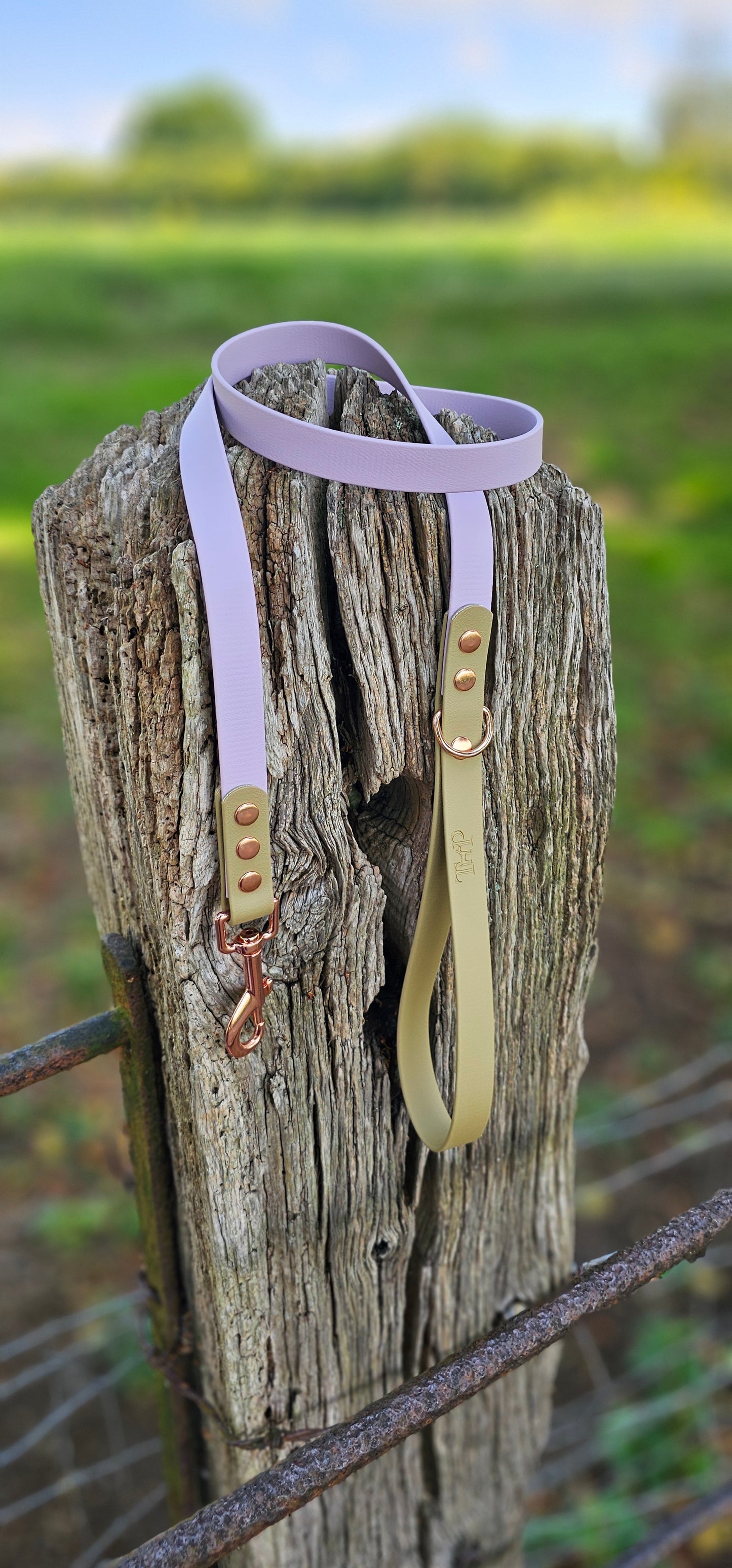 LILAC / SANDSTONE - Waterproof BioThane© 2-coloured Dog Collar/Lead/Set/Bundle