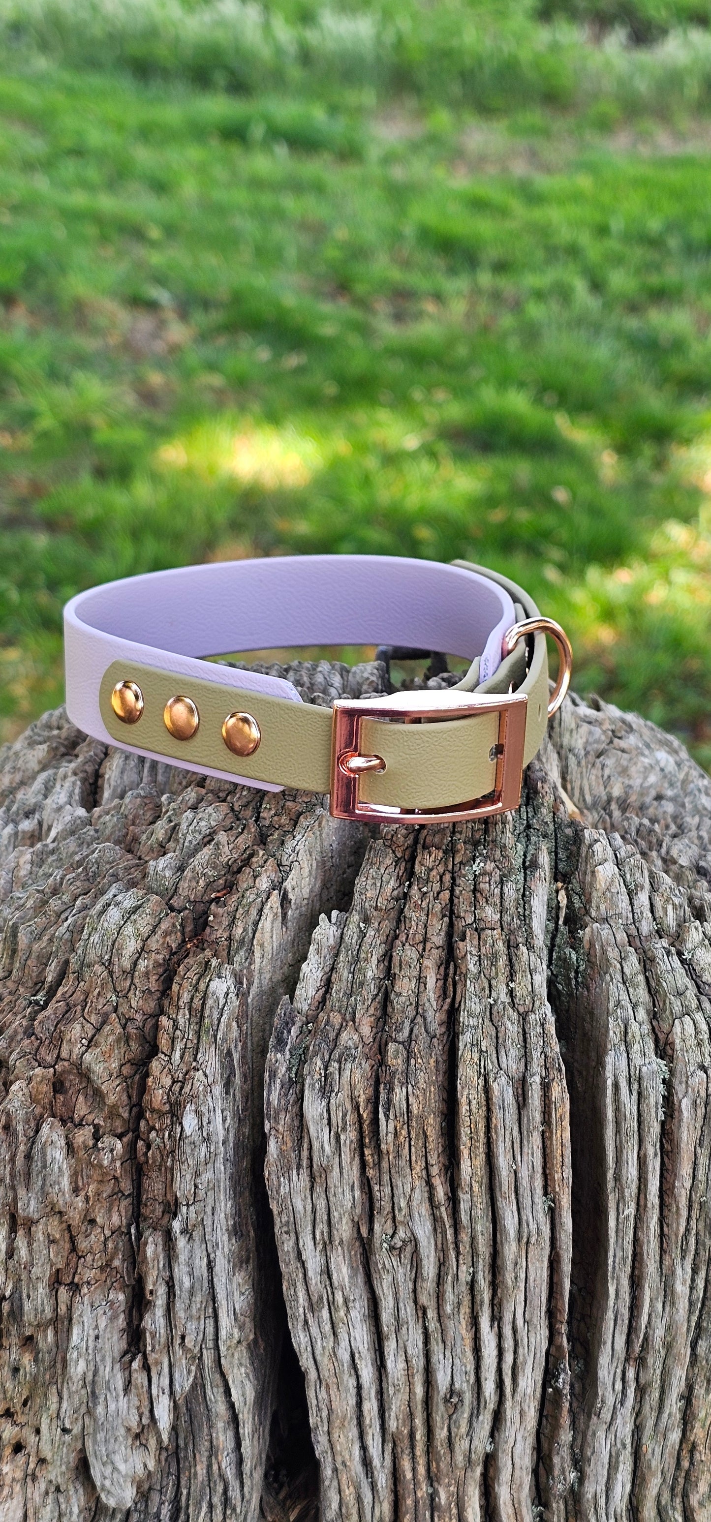 LILAC / SANDSTONE - Waterproof BioThane© 2-coloured Dog Collar/Lead/Set/Bundle