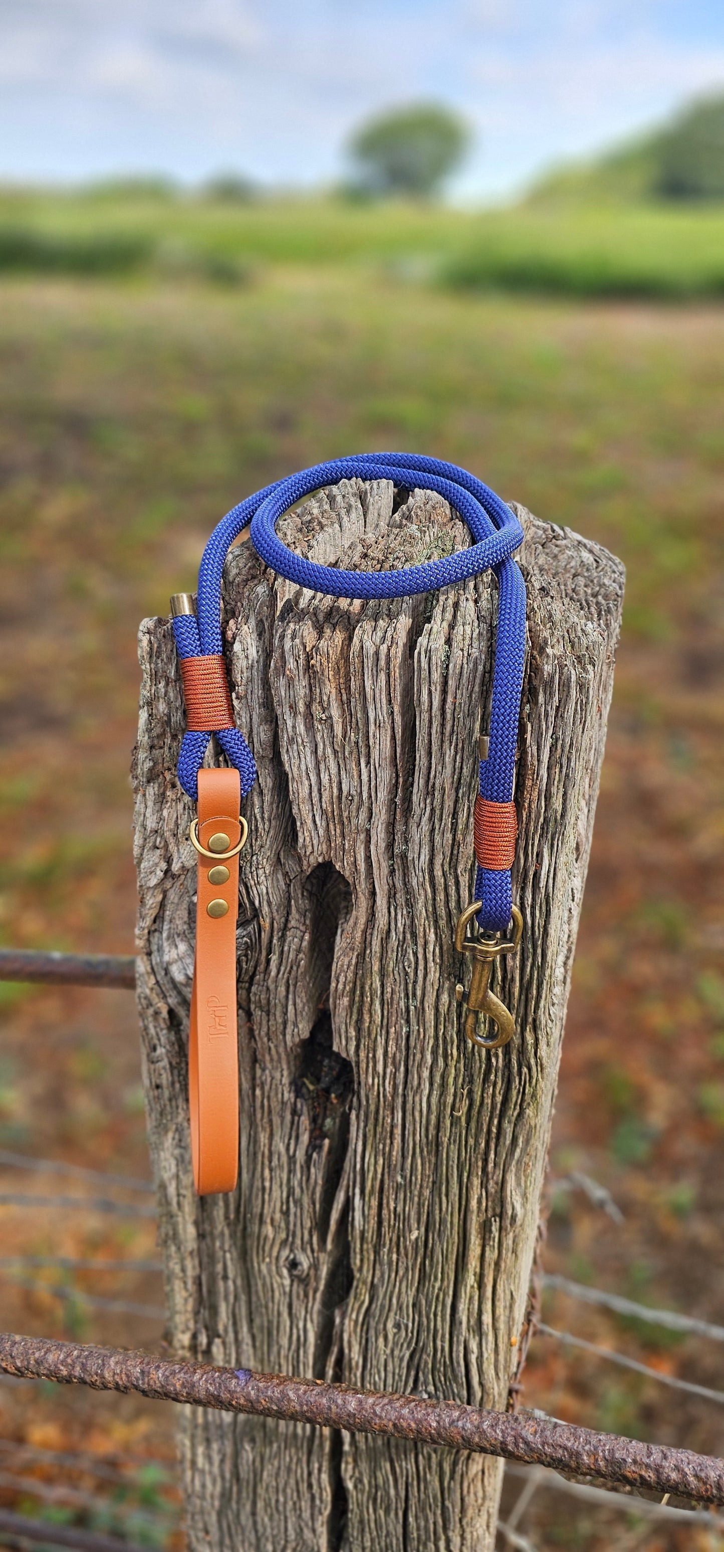 NAVY & LIGHT BROWN - Premium Rope & BioThane® Dog Collar/Lead/Set/Bundles